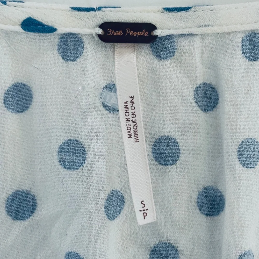 Free People Polka Dot Milkmaid Crop Top Small Cottagecore Boho Festival Fairy